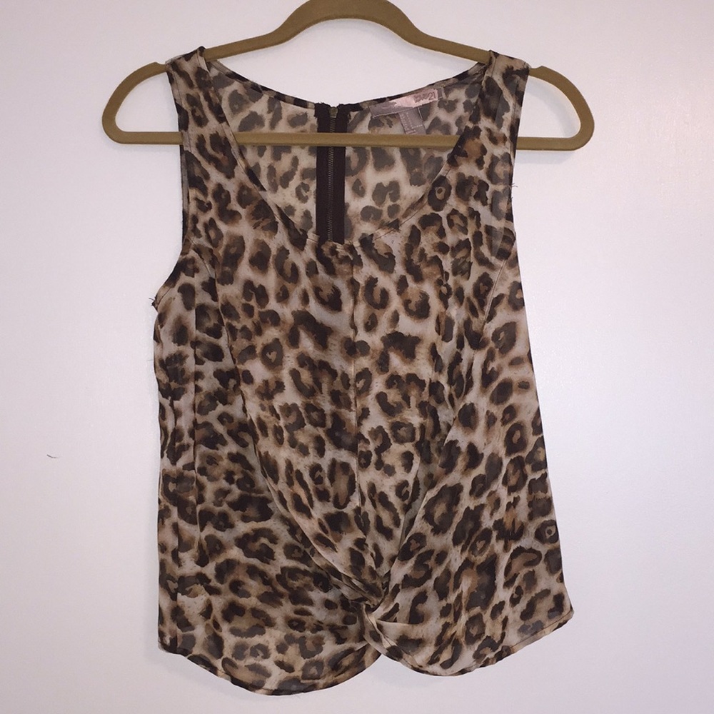 Leopard print sheer top